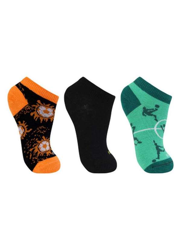 Trifil - Kit 3 pares de Meias Infantil Cano Curto Trifil 5006 0906-Preto-Verde