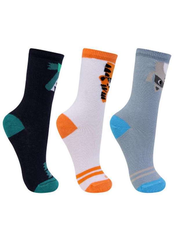 Trifil - Kit 3 pares de Meias Infantil Cano Longo Trifil 5004 0907-Marinho-Branco-Azul