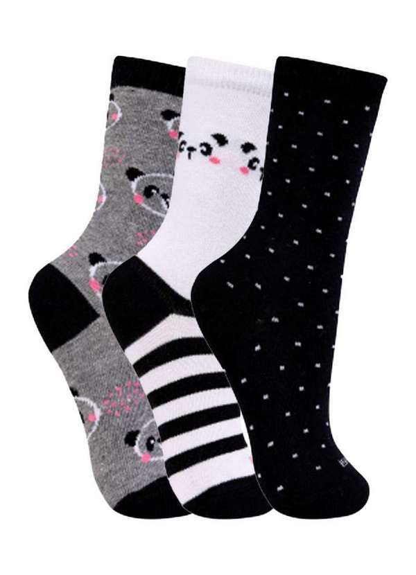 Trifil - Kit 3 pares de Meias Infantil Cano Longo Trifil 5005 0907-Mescla-Branco-Preto