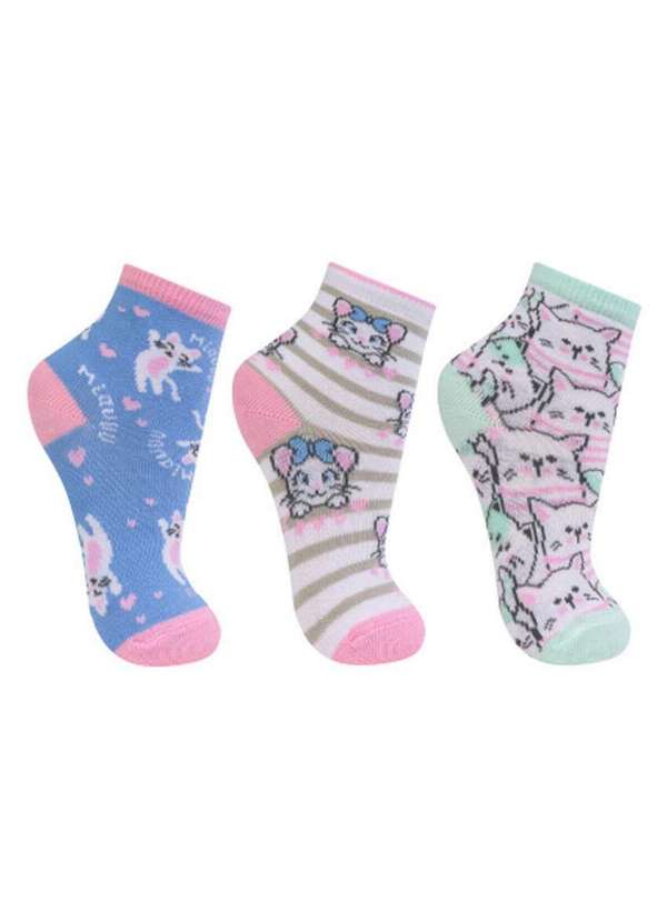 Trifil - Kit 3 pares de Meias Infantil Cano Médio Trifil 5028 0907-Azul-Branco
