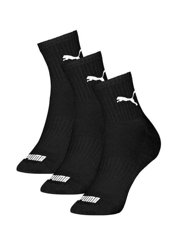 Puma - Kit com 3 Meias Puma 4530-001 997-Preto-Branco