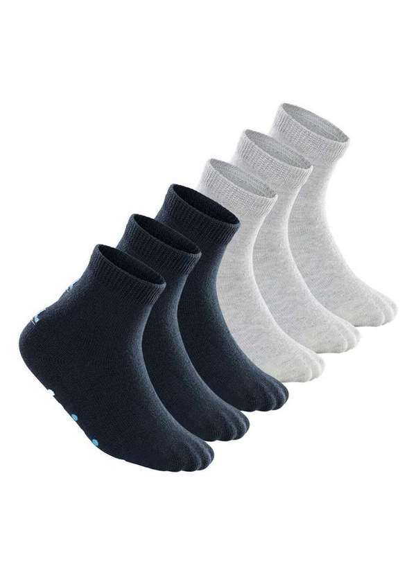 Lupo - Kit 6 pares de Meias Bebê Antiderrapante Lupo 2041-032 Marinho-Cinza
