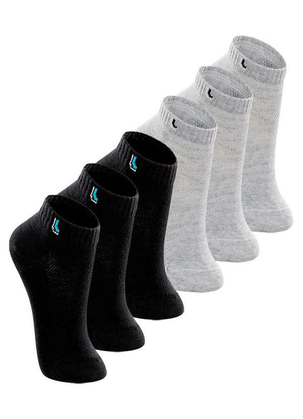 Lupo - Kit 6 pares de Meias Infantil Cano Curto Lupo 2725-005 Preto-Cinza
