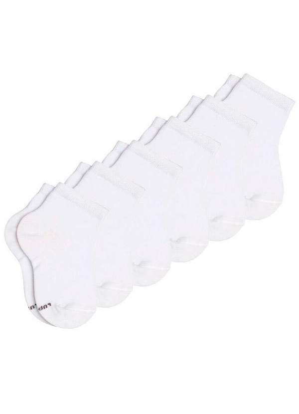 Lupo - Kit 6 pares de Meias Infantil Cano Curto Lupo 2835-089 Branco