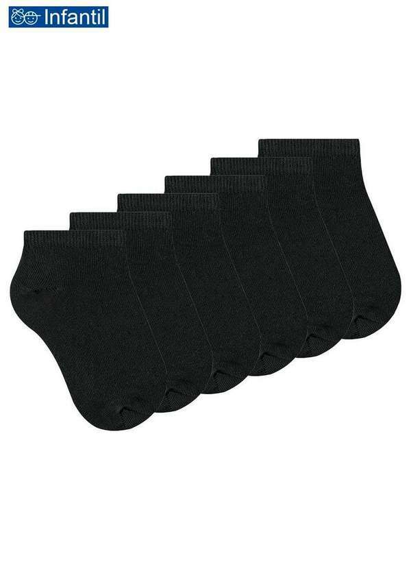 Selene - Kit 6 pares de Meias Infantis Cano Curto Selene 2070-273 Preto