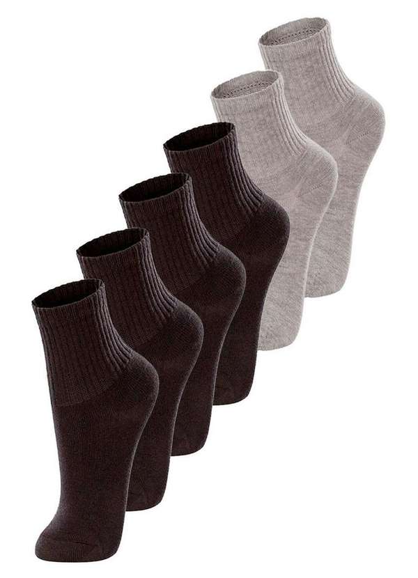 Lupo - Kit com 6 pares de Meias Infantil Cano Médio Lupo 2727-088 Preto-Mescla-Areia