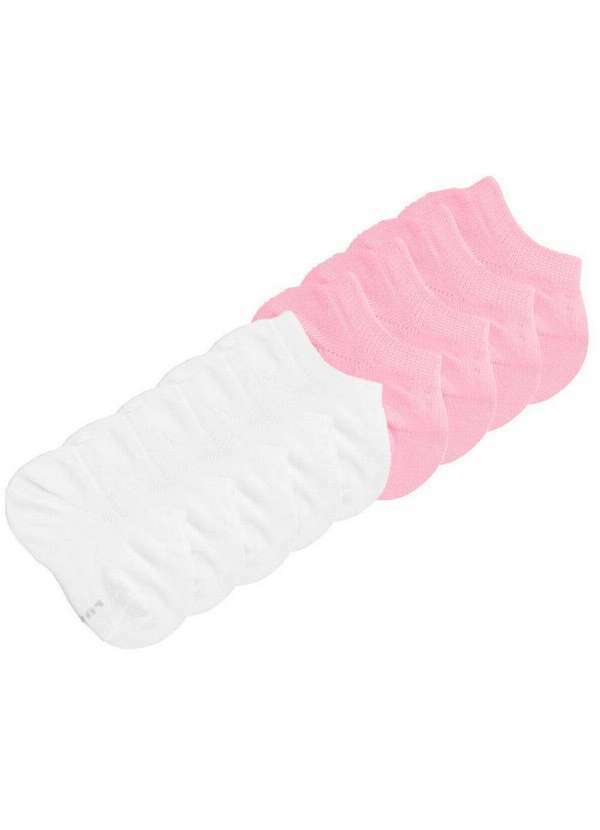 Lupo - Kit 9 pares de Meias Bebê Invisível Lupo 2127-004 Branco-Rosa