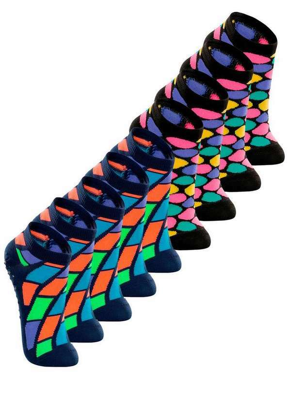 Lupo - Kit 9 pares de Meias Infantil Antiderrapante Lupo 2911-002 Marinho-Preto