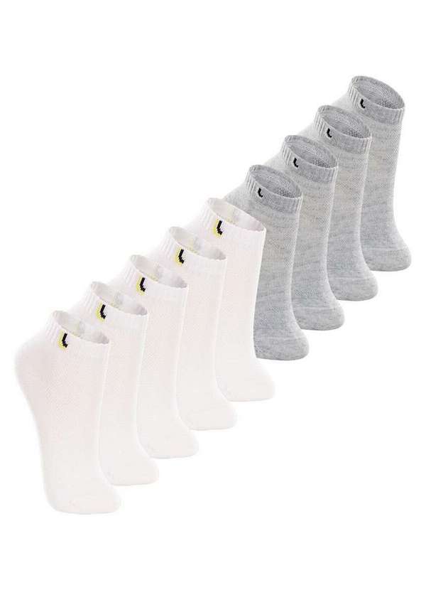 Lupo - Kit 9 pares de Meias Infantil Cano Curto Lupo 2725-005 Branco-Cinza