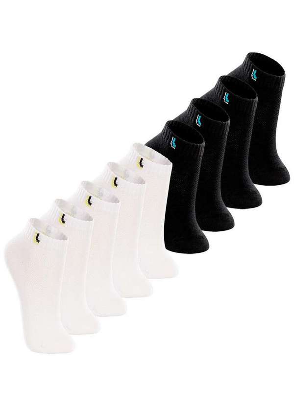 Lupo - Kit 9 pares de Meias Infantil Cano Curto Lupo 2725-005 Branco-Preto