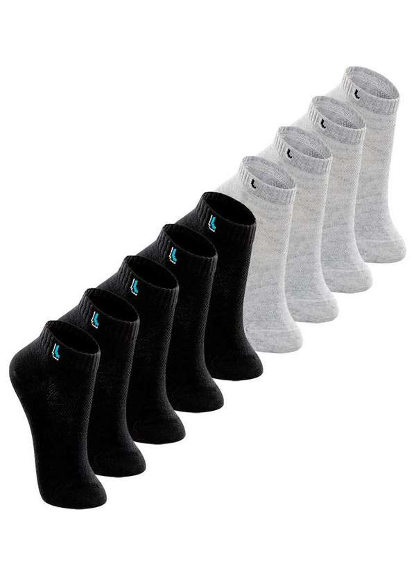 Lupo - Kit 9 pares de Meias Infantil Cano Curto Lupo 2725-005 Preto-Cinza