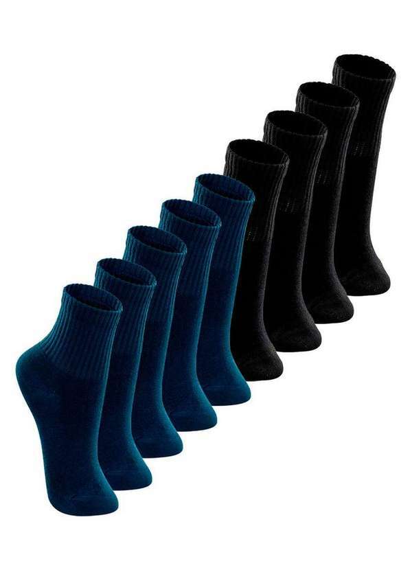 Lupo - Kit 9 pares de Meias Infantil Cano Longo Lupo 2727-009 Azul-Preto