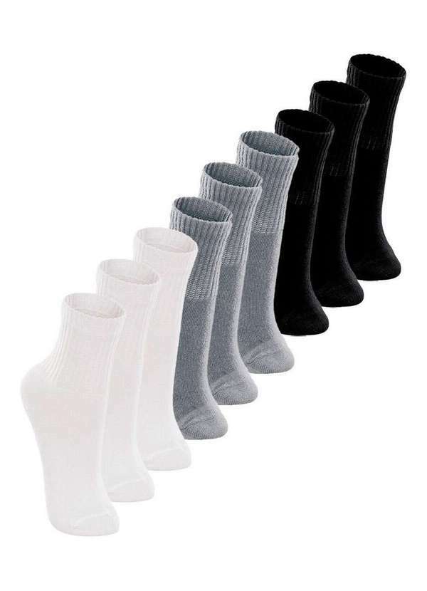 Lupo - Kit 9 pares de Meias Infantil Cano Longo Lupo 2727-089 Branco-Cinza-Preto