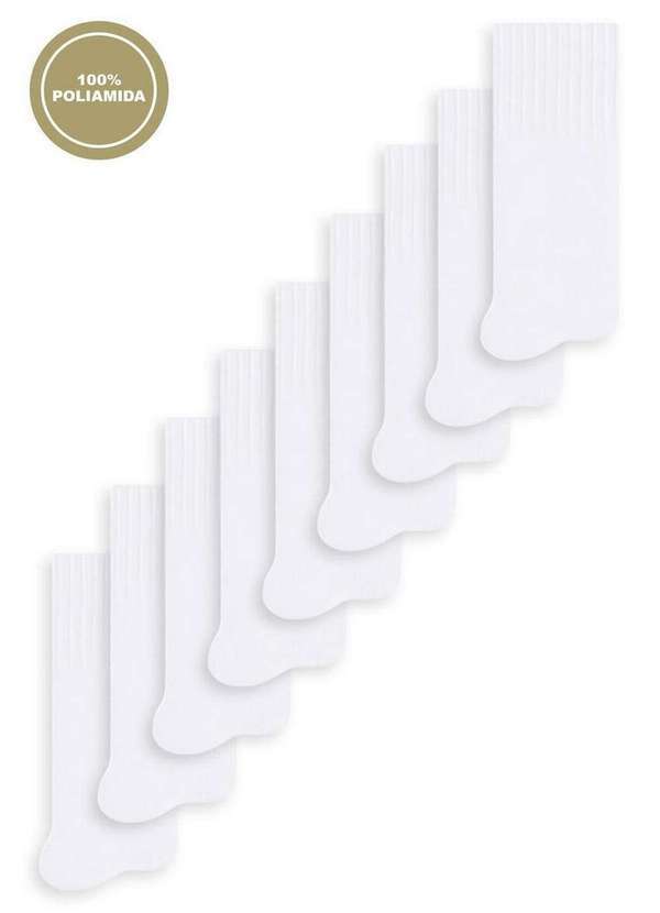 Selene - Kit 9 pares de Meias Infantil Cano Longo Selene 5010-002 Branco