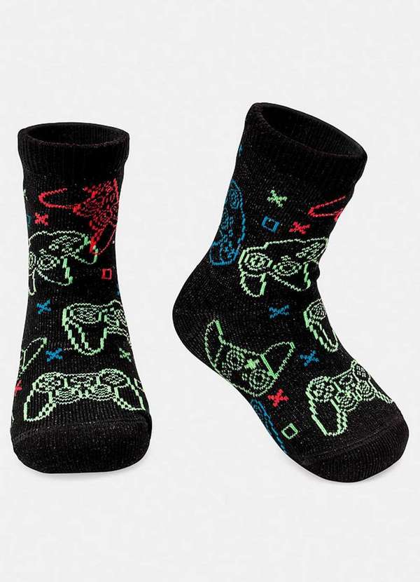 Puket - Meia Bebê Cano Médio Puket 7037 3499-199-Preto