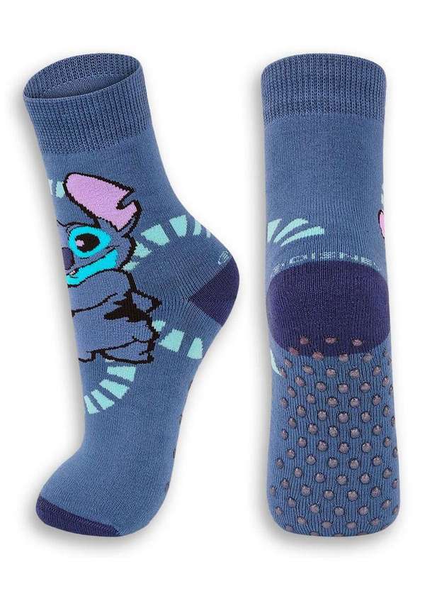 Disney - Meia Infantil Antiderrapante Stitch Lupo 2944-001 2370-Azul