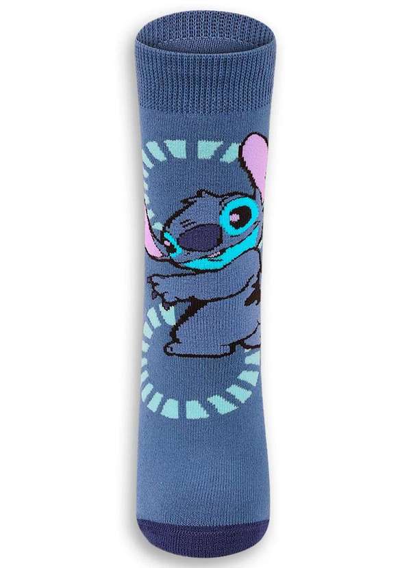 Disney - Meia Infantil Antiderrapante Stitch Lupo 2944-001 2370-Azul 2