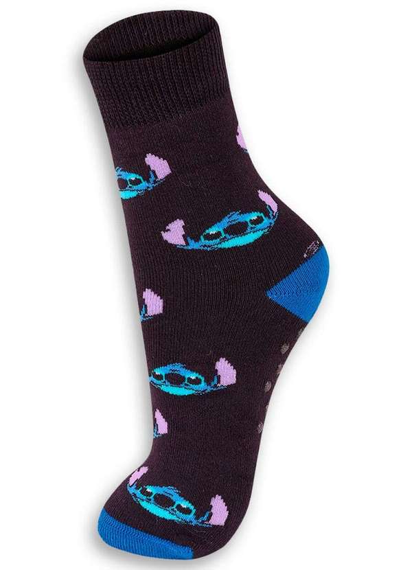 Disney - Meia Infantil Antiderrapante Stitch Lupo 2944-001 9990-Preto 3