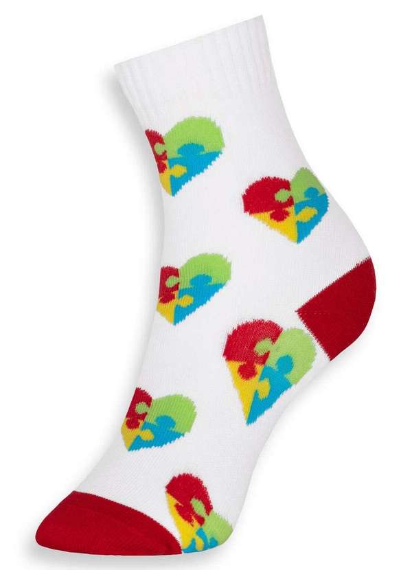 Selene - Meia Infantil Cano Longo Selene 2120-001 500-Branco-Vermelho 2