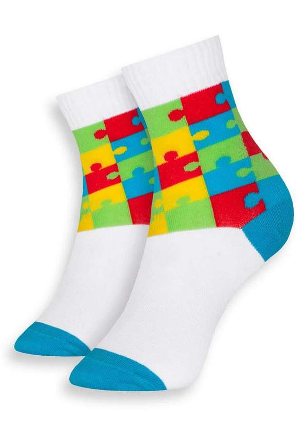 Selene - Meia Infantil Cano Longo Selene 2120-001 501-Branco-Turquesa