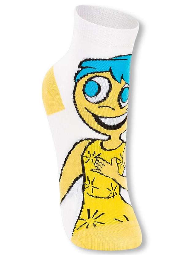 Disney - Meia Infantil Cano Médio Divertidamente 2403-002 1120-Branco 2