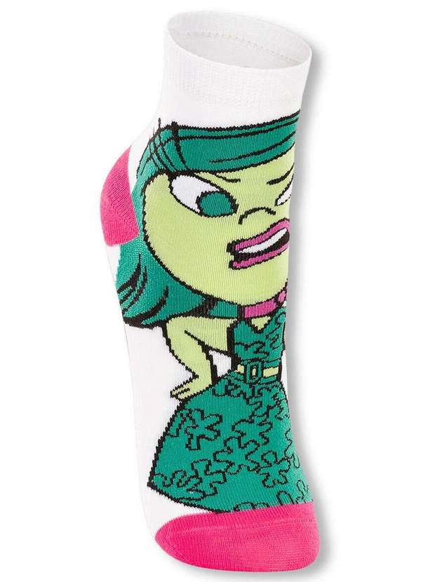 Disney - Meia Infantil Cano Médio Divertidamente 2403-002 1130-Branco 2