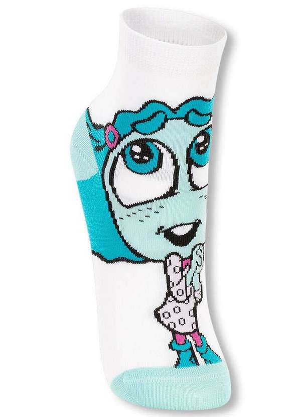 Disney - Meia Infantil Cano Médio Divertidamente 2403-002 1140-Branco 2