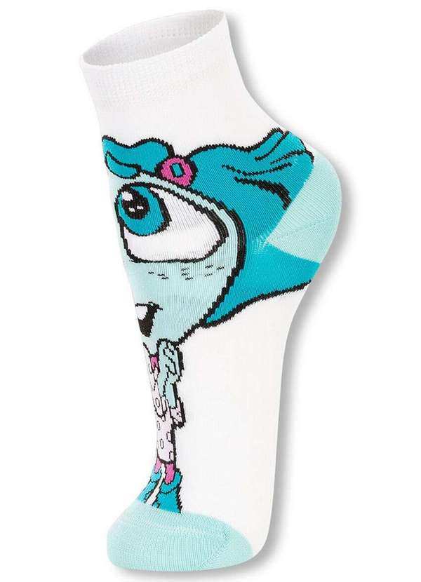 Disney - Meia Infantil Cano Médio Divertidamente 2403-002 1140-Branco 4