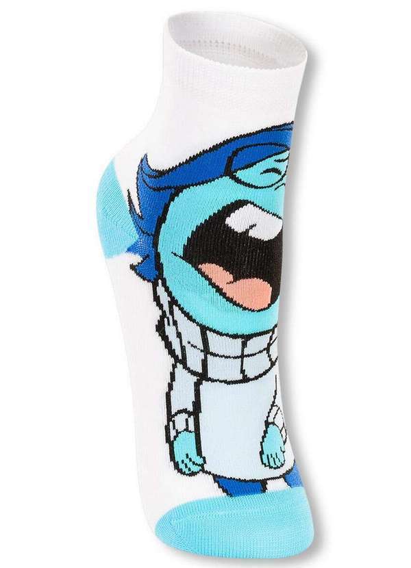 Disney - Meia Infantil Cano Médio Divertidamente 2403-002 1150-Branco 2