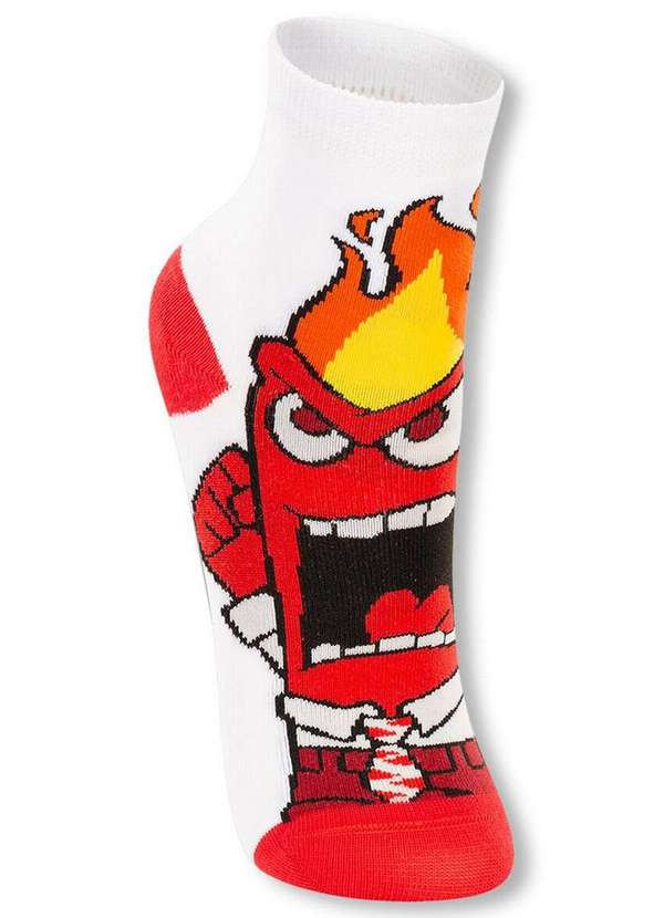 Disney - Meia Infantil Cano Médio Divertidamente 2403-002 1170-Branco 2