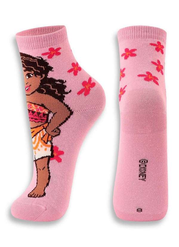 Disney - Meia Infantil Cano Médio Moana 2 Lupo 2256-001 5410-Bubble-Gum