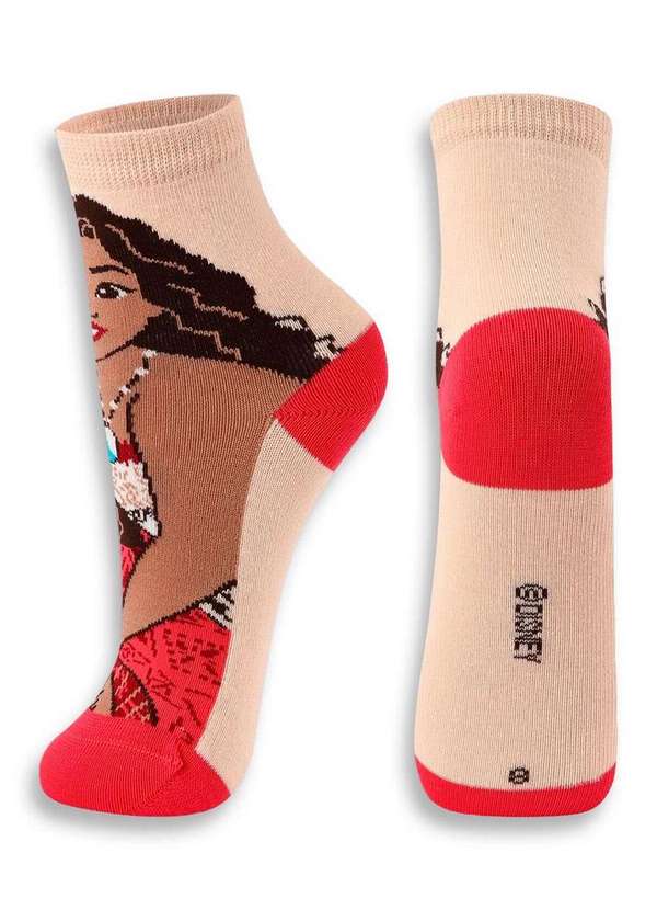 Disney - Meia Infantil Cano Médio Moana 2 Lupo 2256-001 6170-Natural