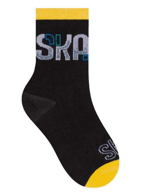 Selene - Meia Infantil Cano Médio Selene 2000-001 504-Preto-Amarelo