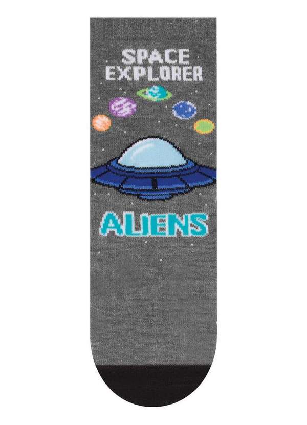 Selene - Meia Infantil Cano Médio Selene 2000-001 501-Grafite-Mescla-Preto