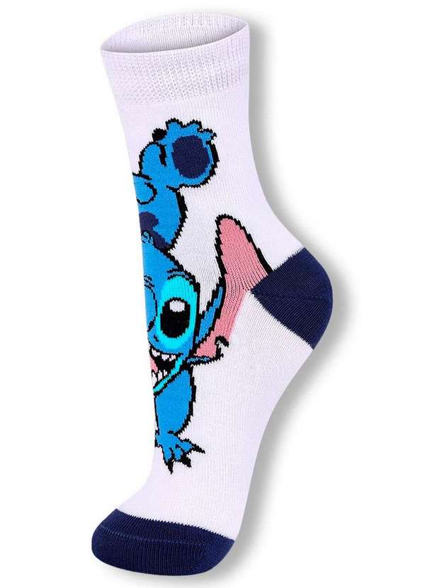 Disney - Meia Infantil Cano Médio Stitch Lupo 2402-004 1120-Branca 3