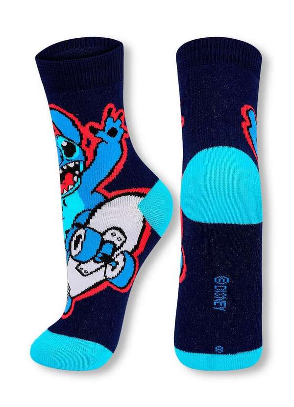 Disney - Meia Infantil Cano Médio Stitch Lupo 2402-004 2690-Marinho