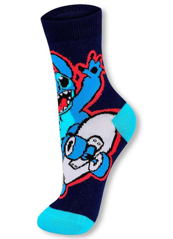 Disney - Meia Infantil Cano Médio Stitch Lupo 2402-004 2690-Marinho 3