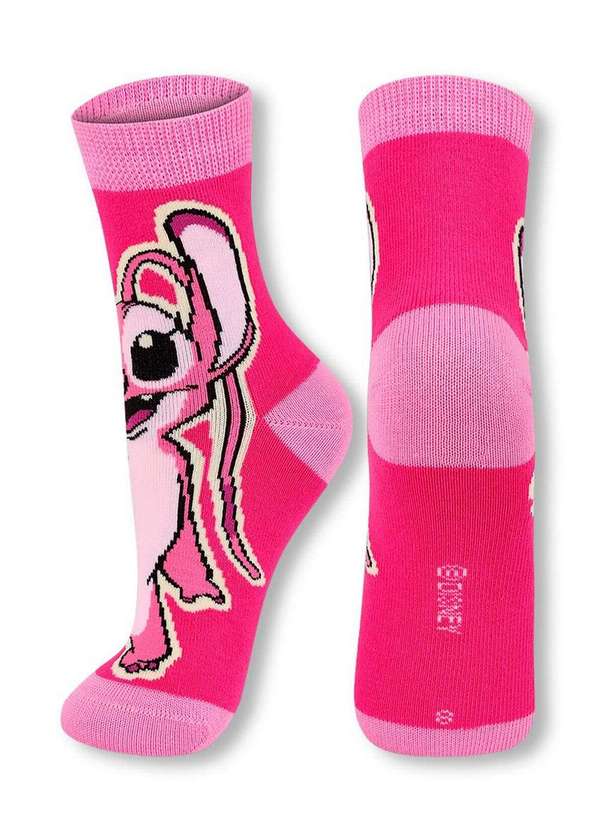 Disney - Meia Infantil Cano Médio Stitch Lupo 2402-004 5450-Rosa-Fruti