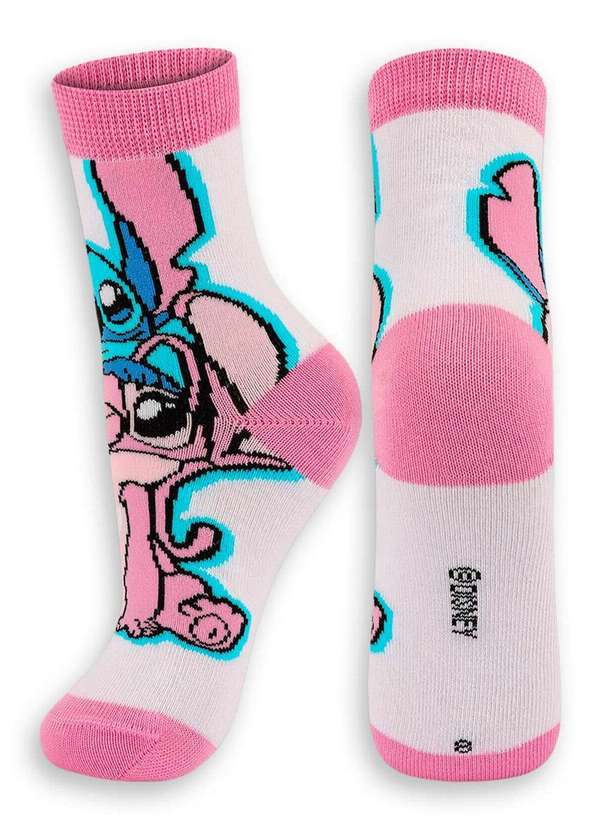 Disney - Meia Infantil Cano Médio Stitch Lupo 2402-006 1120-Branca