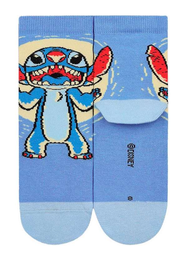 Disney - Meia Infantil Cano Médio Stitch Lupo 2402-006 2140-Azul 2