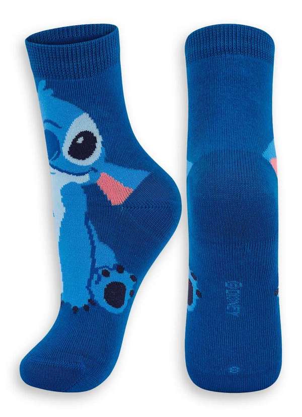 Disney - Meia Infantil Cano Médio Stitch Lupo 2402-006 2770-Azul-Místico