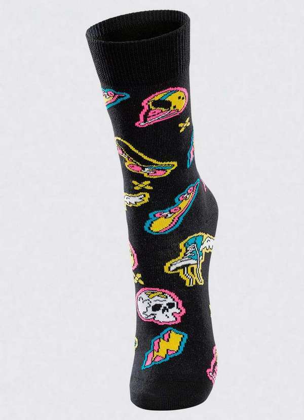 Lupo - Meia Infantil Skate Neon Lupo 16865-027 9990-Preto
