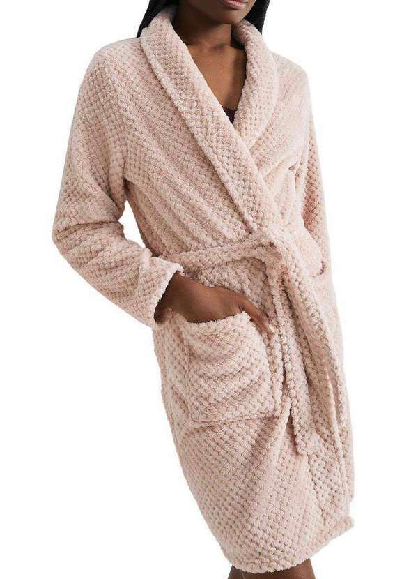 Hering - Roupão Feminino Curto Hering Kgux 1a-Rosa-Claro