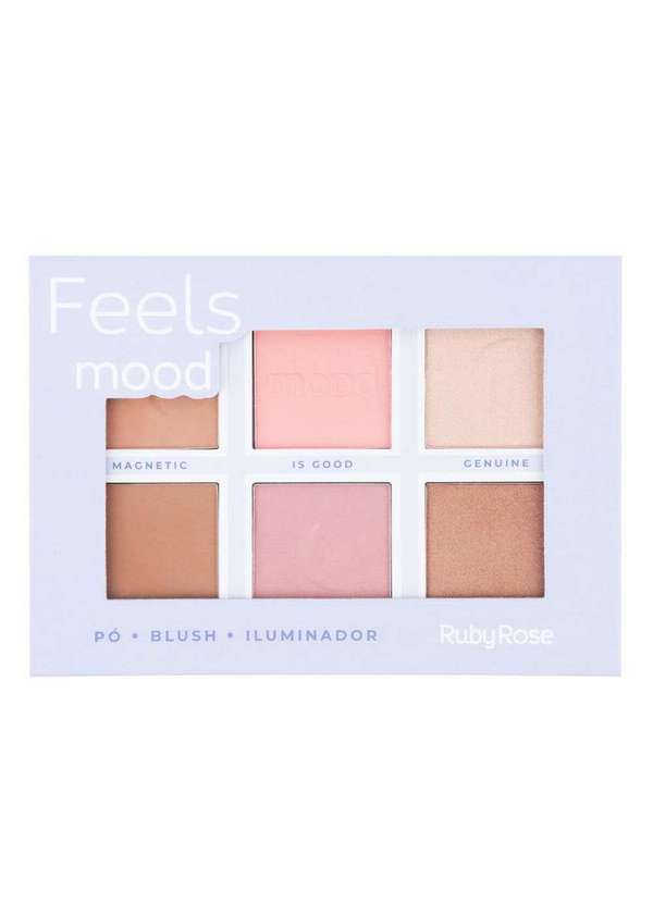 Ruby Rose - Paleta Pó/Blush e Iluminador Feels Mood Ruby Rose Hb7524 Nude