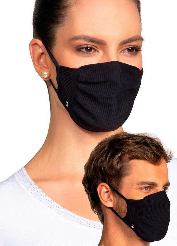 Lupo - Kit com 2 Máscaras de Proteção Adulto Lupo K2 36004-900 0904-Preto