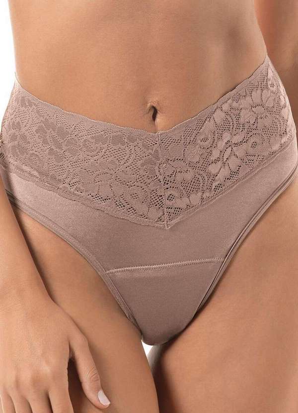 Demillus - Calcinha Absorvente Alta Demillus 56991 55-Bege-Rosado