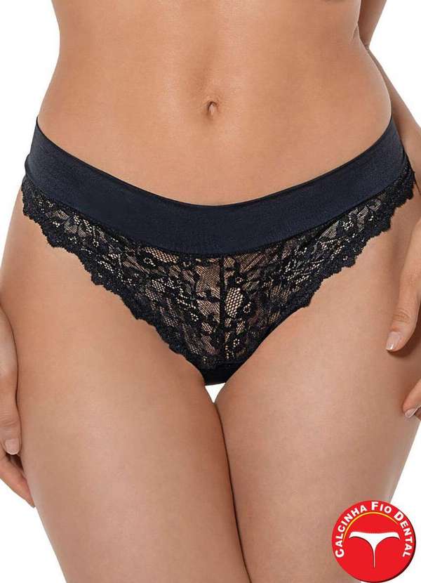 Demillus - Calcinha Fio Dental Vanille Demillus 51042 27-Preto 2