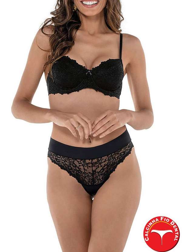 Demillus - Calcinha Fio Dental Vanille Demillus 51042 27-Preto 3