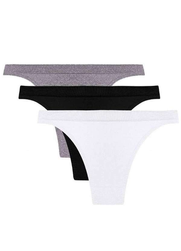 Trifil - Kit/3 Calcinha Trifil 4403 0056-Mescla-Branco-Preto