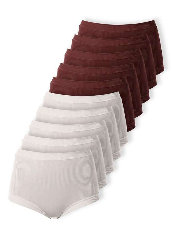 Demillus - Kit com 10 Calcinhas Alta Bourbon Demillus 26406 Branco-Vinho